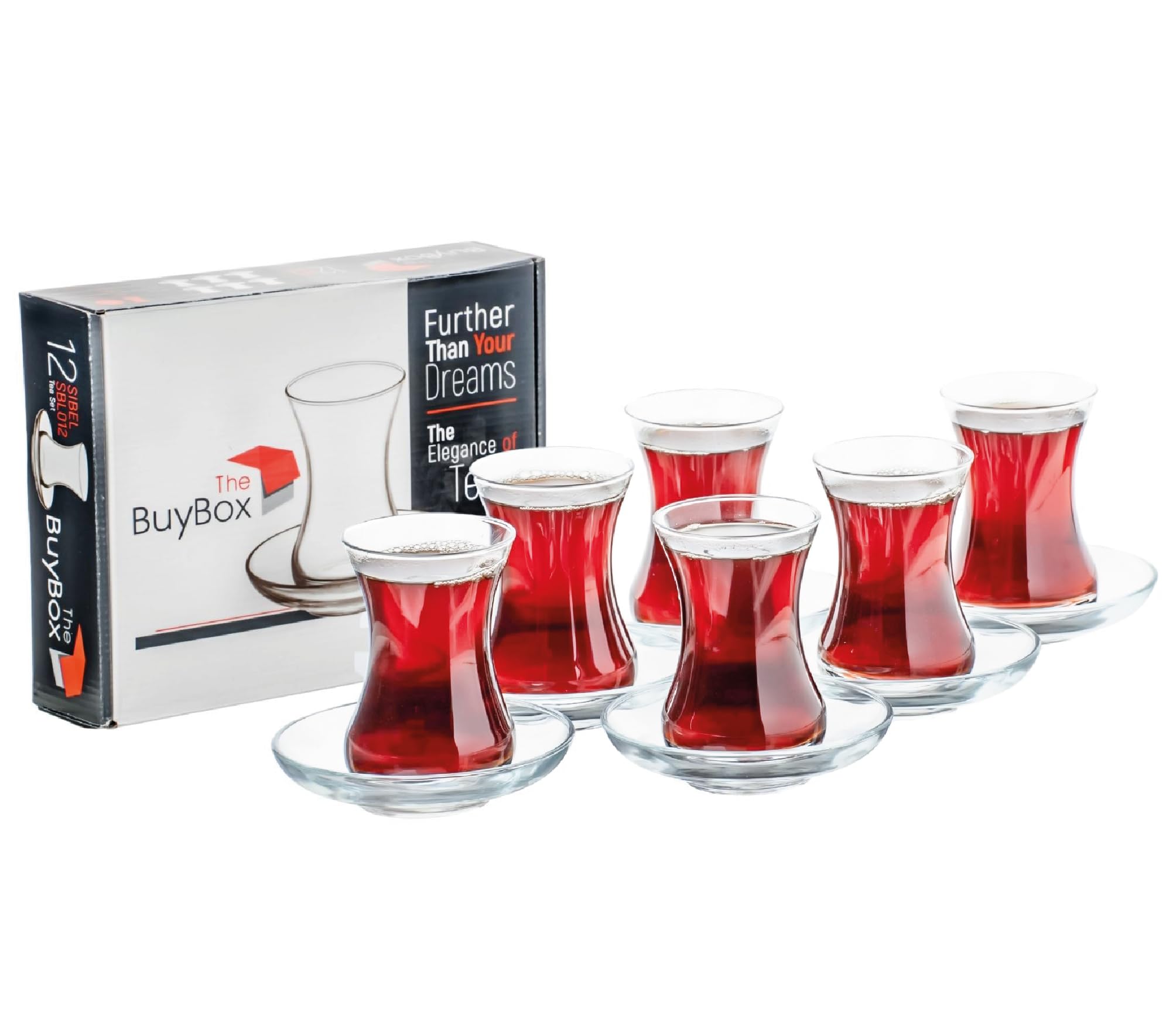 GOSOYO Turkish Tea Glasses and Saucers Set (12 Pieces), Arabic Persian Tea Cups (4oz/120ml)