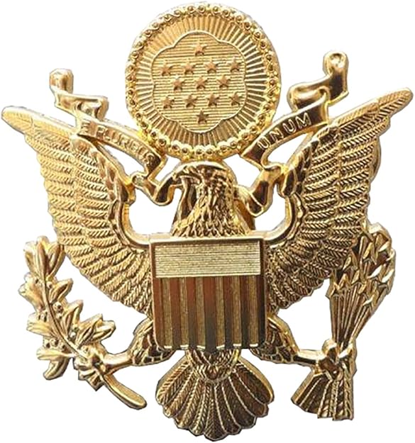 US Army Officer Cap Eagle Badge Insigia Gold 13/4" Lapel Hat Pin Jewelry