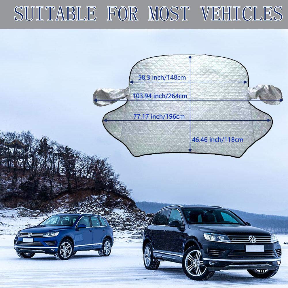 HIGHCOOLER Car Windshield Snow Cover, Windshield Snow Ice Cover with 5 Layers Protection Extra Large Magnetic Windshield Cover Fits Most of Car