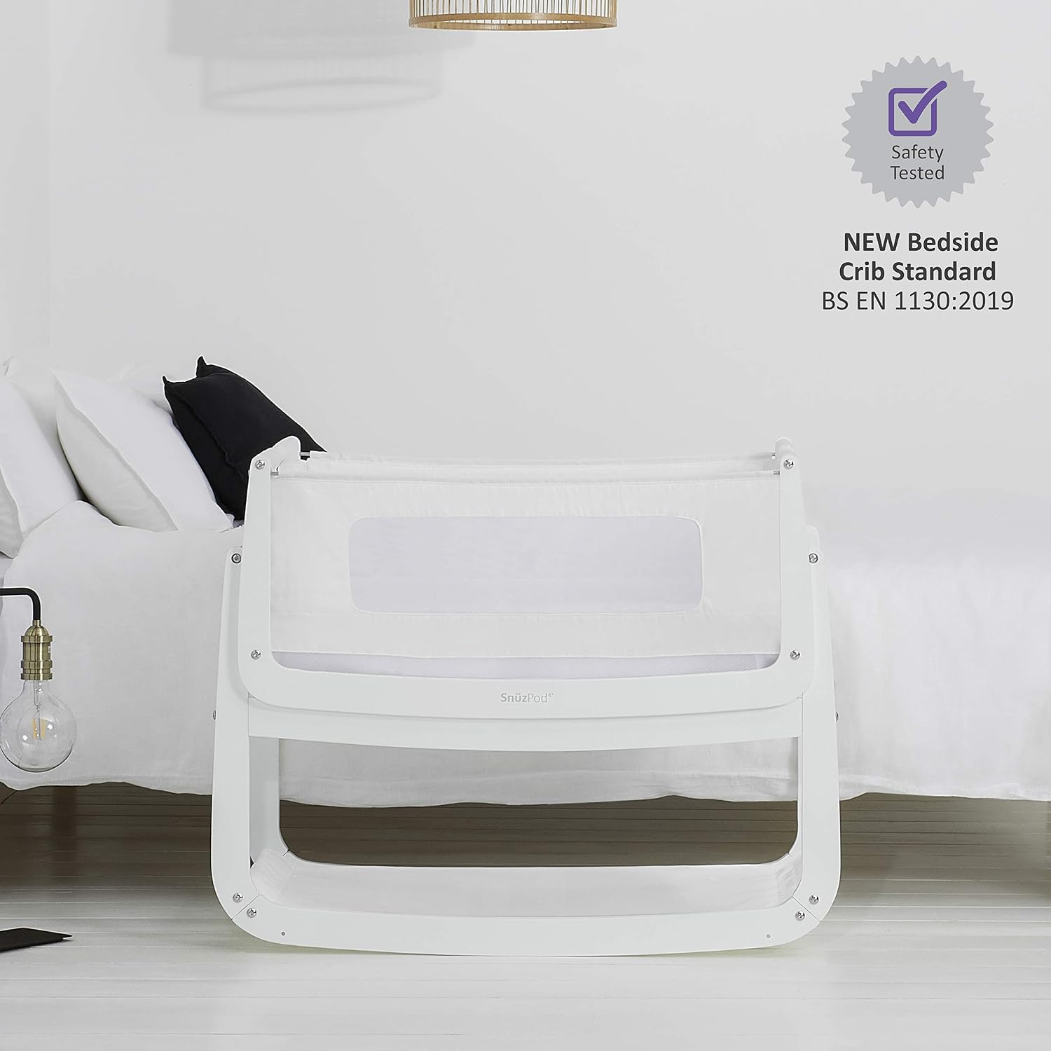 SnuzPod 4 Bedside Crib, Rocking Next to Me Crib with Lift off Bassinet, Lightweight Portable Baby Bed Cot with Zip-Down Wall - Image 5