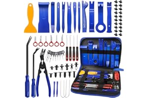 Poraxy Trim Removal Tool, 120Pcs Car Panel Door Audio Removal Tool Kit, Auto Clip Pliers Fastener Remover Pry Tool Set with Storage Bag