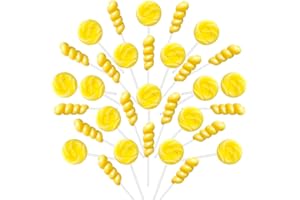 ZOFIA SWEET 32 Pack Yellow White Twisty & Swirl Lollipops Candy Bulk, No Artificial Dyes or Flavors, 16 + 16 Mixed Candy Swirl Lollipops Individually Wrapped Suckers, Party Favors, Vanilla Flavor