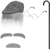 mifengda 6 Pack Old Man Costume Grandpa Costume 1920s Old Man Outfit Halloween Dress Up Set