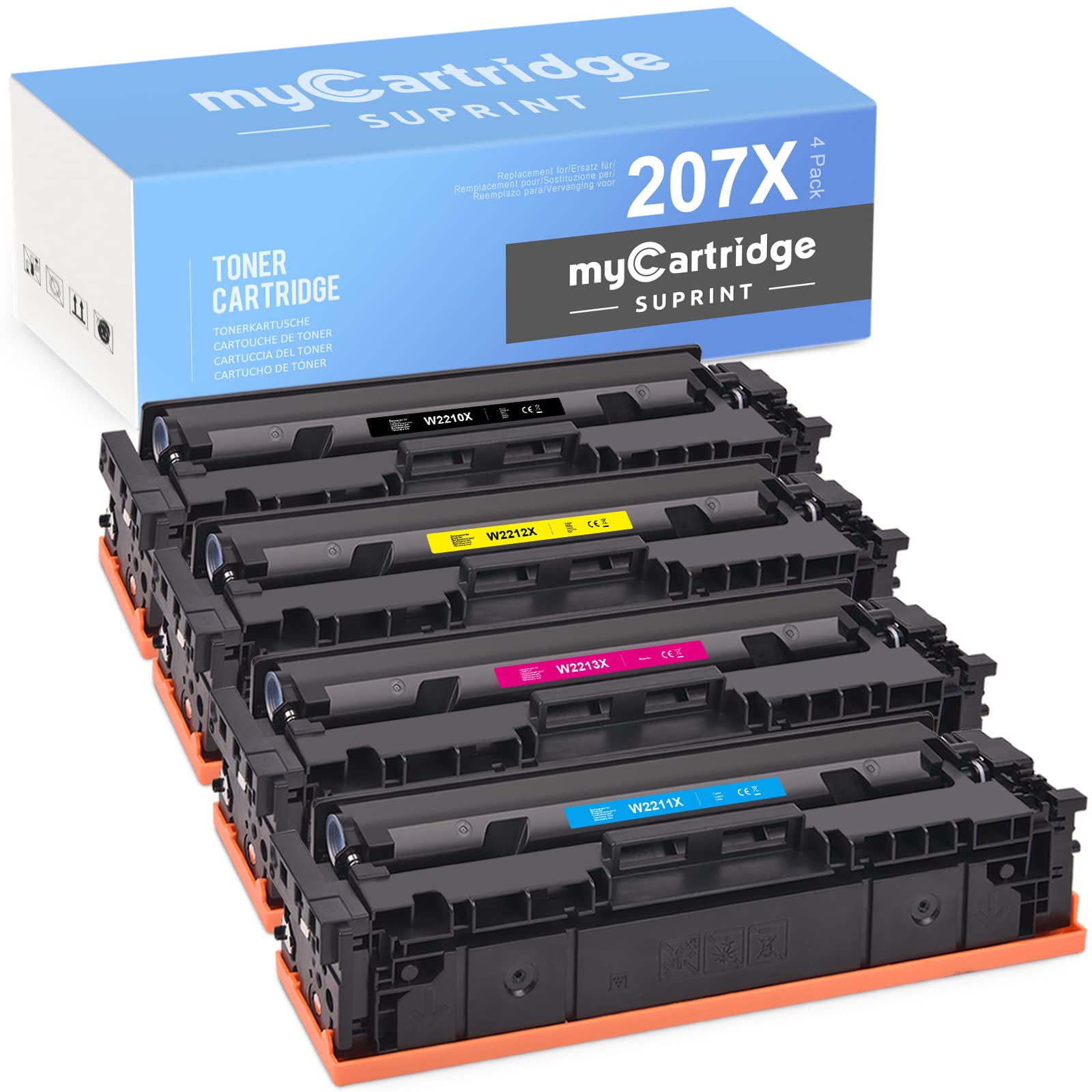 myCartridge SUPRINT 207X 207A Toner (Without Chip) Replacement for HP 207X 207A W2210X W2211X Compatible for HP Color Laserjet Pro M283fdw M255dw MFP M282nw M283dw (Black/Cyan/Magenta/Yellow)
