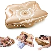 MIMCAT Pain Relief Cooling Pillow for Neck Support Adjustable Cervical Pillow Side Sleeping Memory Foam with Super Soft and Cooling Satin Pillowcase Gold