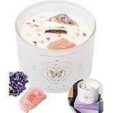 Aquarius, Gemini, Libra Gifts for Women - 12oz Wood Wick Candles That Crackle with Crystals and Healing Stones. Healing Crystal Candles for Women Home Scented. Soy Wax, for Zodiac Birthdate