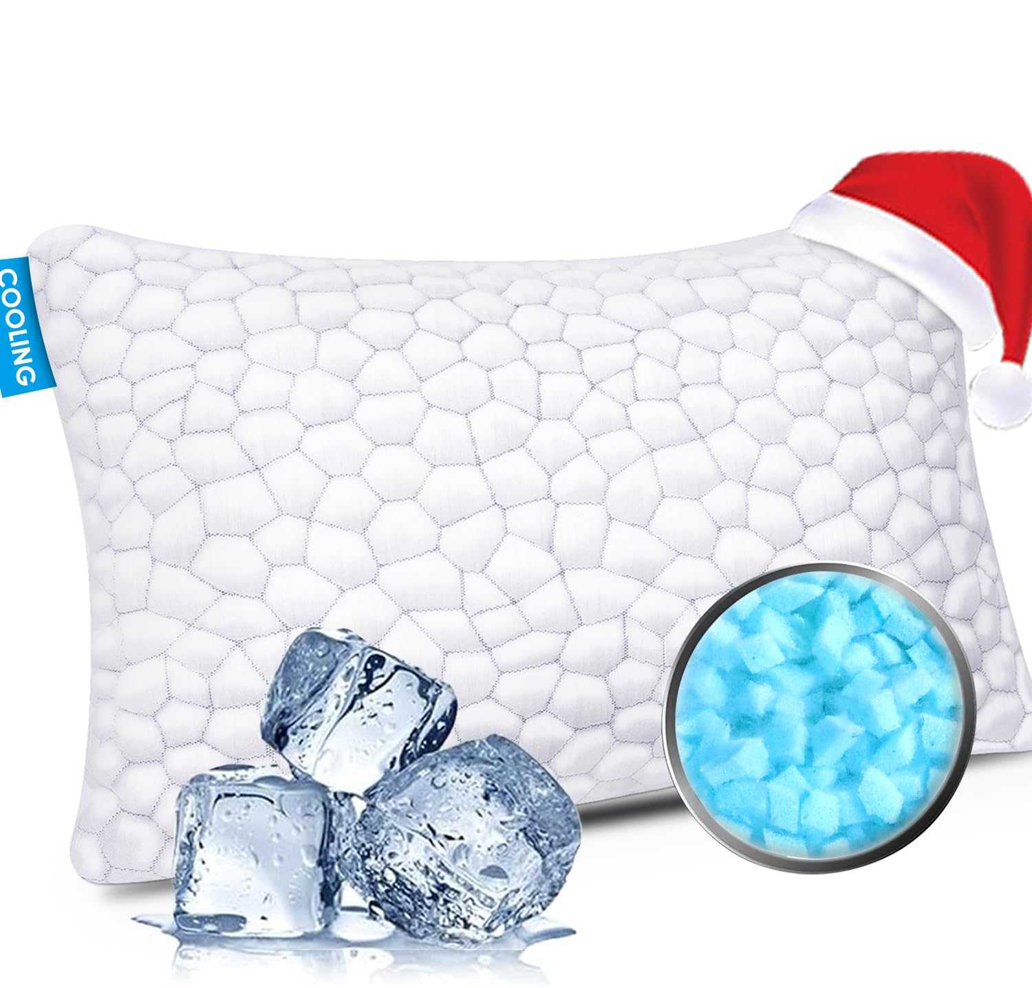 Photo 1 of SUPA MODERN Cooling Bed Pillows for Sleeping 1 Pack Shredded Memory Foam Pillows Adjustable Cool Pillow for Side Back Stomach Sleepers Luxury Gel Pillows Standard Size with Washable Removable Cover