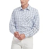 JupiterSecret Men's Plaid Button Down Shirts Cotton Long Sleeve Dress Shirt Business Shirts with Pocket