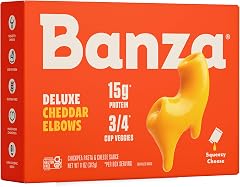 Banza Deluxe Elbows Mac and Cheese with Creamy Cheddar | High Protein, Gluten Free, and Lower Carb Deluxe Protein Mac and Che