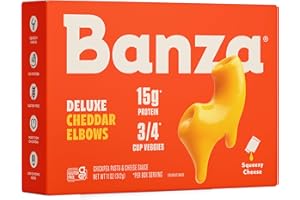 Banza Deluxe Elbows Mac and Cheese with Creamy Cheddar - High Protein, Gluten Free, and Lower Carb Deluxe Protein Mac and Cheese 11.0oz