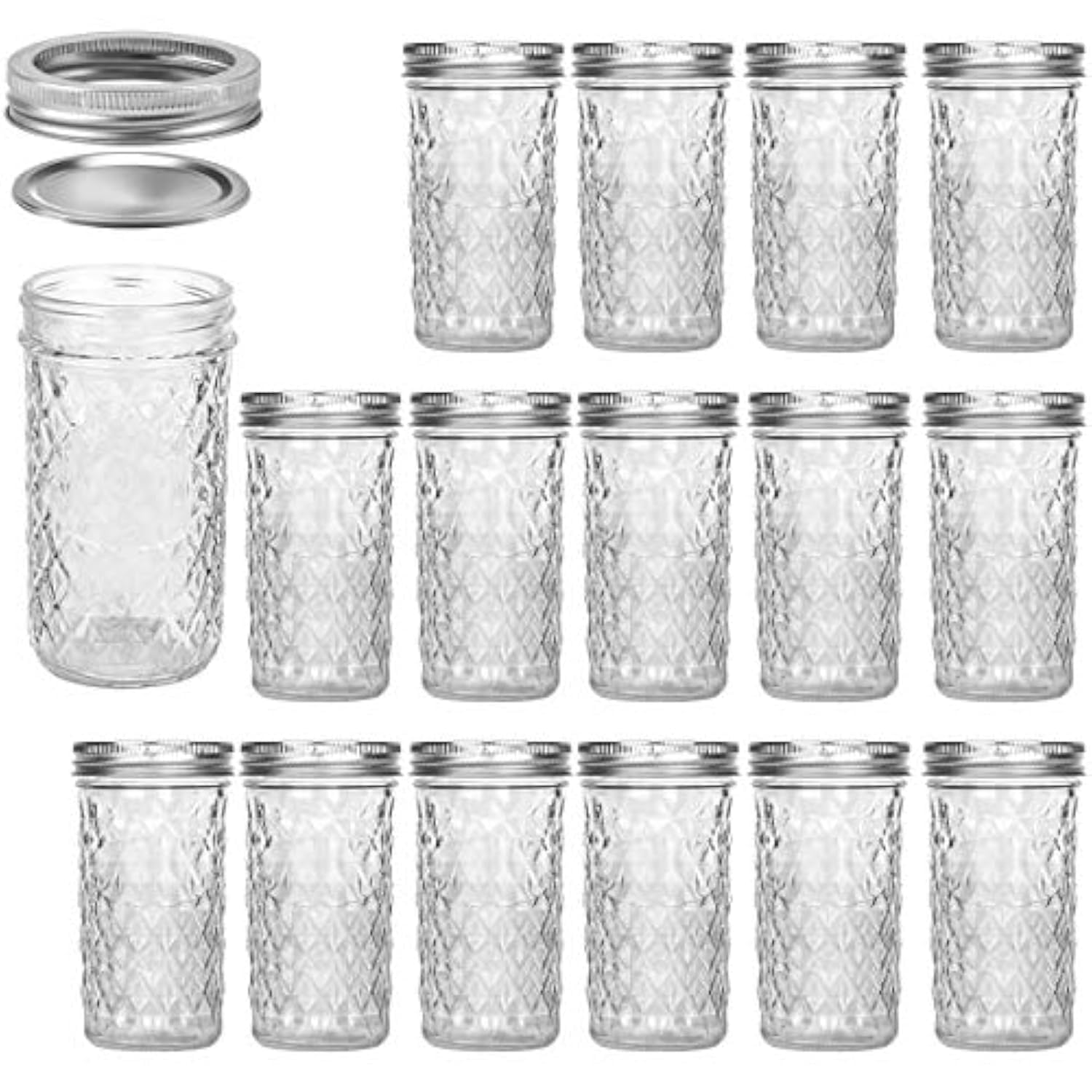 Photo 1 of VERONES Mason Jars 12 OZ, Canning Jars Jelly Jars With Regular Lids, Ideal for Jam, Honey, Wedding Favors, Shower Favors,15 PACK