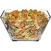Vikko Glass Salad Bowls, Thick Glass Square Bowls for Snacks, Serving, and Entertaining, 64 Oz Decorative Fruit Bowl, 2 Quart, Geometric Square Bowl