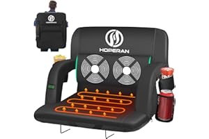 HOPERAN Massage Heated Stadium Seats for Bleachers with Back Support & Lumbar Pillow, 3 Level Heating & 6 Modes Massage Portable Heated Stadium Chairs for Bleachers