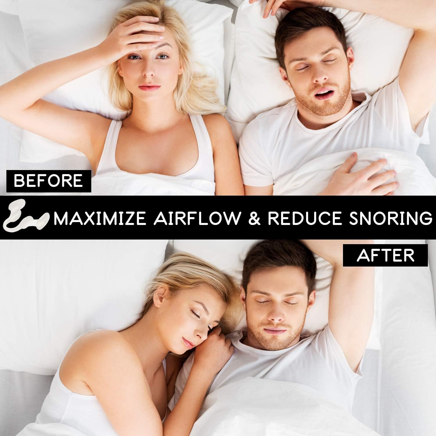 AIRMAX Nasal Dilator for Better Sleep - Natural, Comfortable, Anti Snoring Device, Snoring Solution for Maximum Airflow & Easier Breathing (Medium - Clear): Health & Personal Care