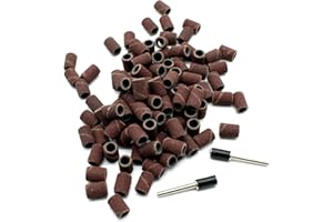 TEMO 100 pc 1/4 Inch Sand Drum Grit 240 Fine with 2 pc 1/8 Inch Mandrel for Dremel Rotary Tools