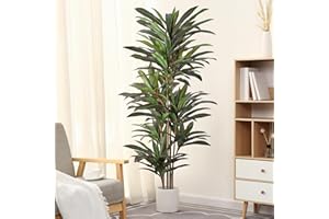 FLOWORLD Dracaena Artificial Plant 6ft Red Yucca Silk Tree Faux Plants Indoor Tall Fake House Floor Plants Realistic Artificial Trees for Home Office Decor Indoor Outdoor Housewarming Gift