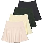 Real Essentials 4 Pack: Women’s Skater Pleated Tennis Skort - Skirt with Shorts Pockets Athletic Golf Workout (Plus)