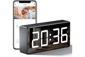 glaury Camera Clock WiFi Camera Covert Nanny Video Recorder 4K Wireless Nanny Cam Indoor Home Office Security Night Vision Motion Detection, black