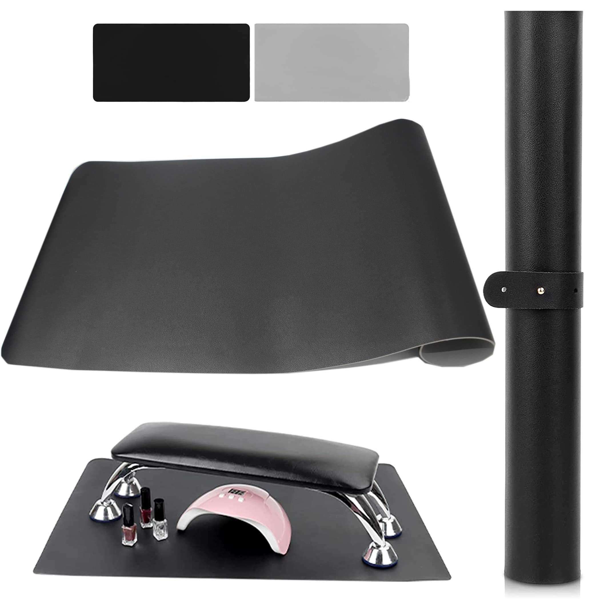 (MAT ONLY) White Nail Arm Rest Mat, AMOYUN Double-sided Nail Art Table Pad for Manicure Pillow Nail Cushion Soft Microfiber Leather Nail Mat Nail Desk Pad Nail Technician Accessories for Nail Salon