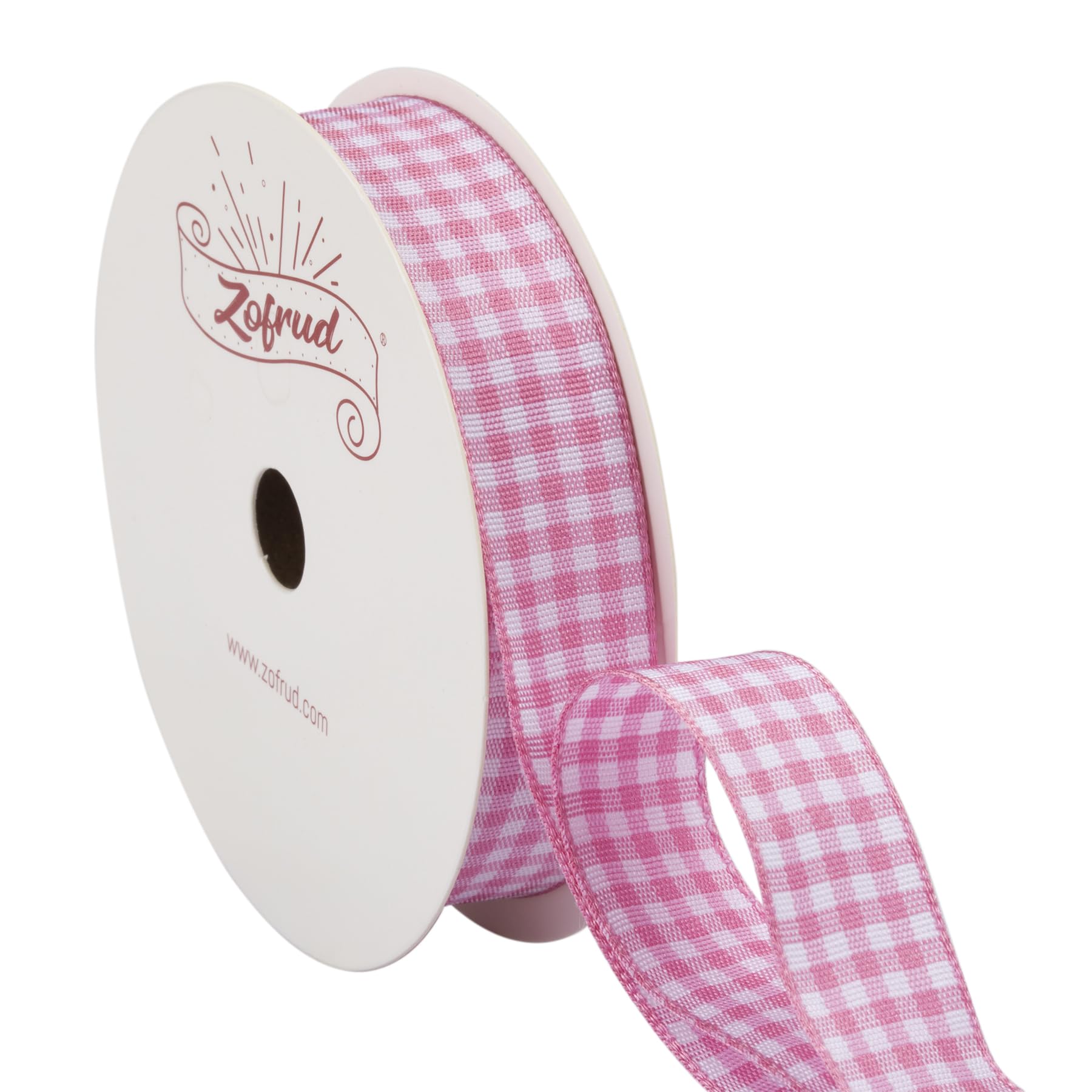 Zofrud Pink Gingham Ribbon Checkered Plaid Ribbon - 16mm x 9 Meters - Ideal for Gift Wrapping, Baking Crafts, and Party Decorations