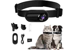 JeaTone Cat Camera Collar, 1080P Dog Collar Camera with 8G SD Card, No WiFi No App Mini Sports Action Body Camera for Pets, Video Records, Ideal Gifts for Pet Lovers