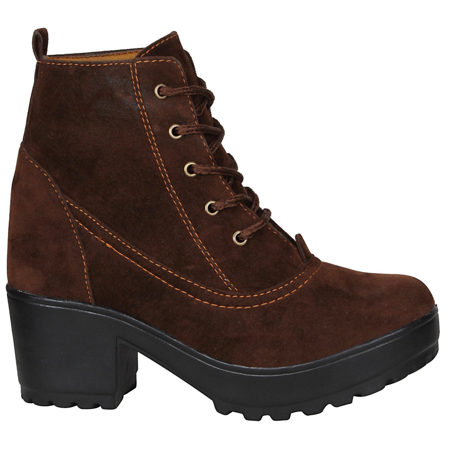 fashimo women's black leather look ankle length boot