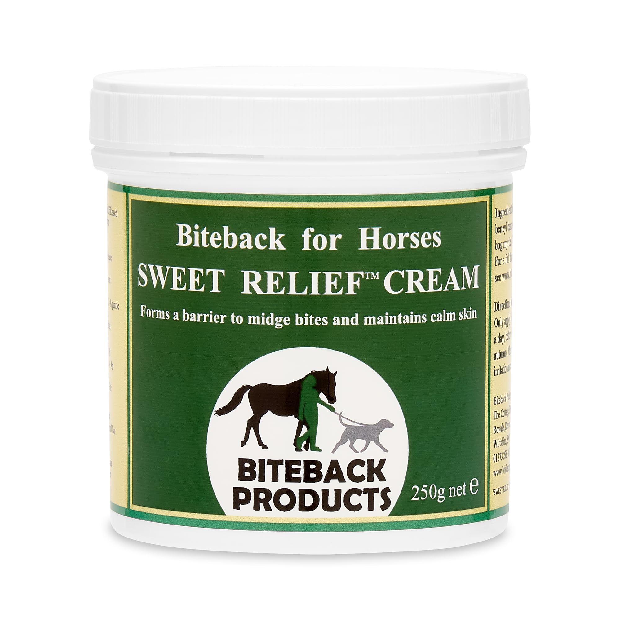 Biteback Products 'Sweet Relief'® Midge Barrier & Skin Support Cream - Fly & Insect Barrier with Benzyl Benzoate for Horses - Ideal Insect & Midge Guard Cream - 250g pot