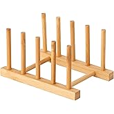 HBlife Bamboo Dish Plate Bowl Cup Book Pot Lid Cutting Board Drying Rack Stand Drainer Storage Holder Organizer Kitchen Cabinet(Keep Dry)