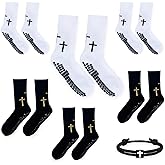 LYGYPD Cross Grip Soccer Socks for Men – Christian Anti-Slip Football Socks with Cross, Jesus Athletic Socks, Size 6-13