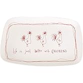 Creative Co-Op Life is Just Better with Chickens Stoneware Platter