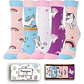 Zmart Animal Socks Pack Girls - Llama Unicorn Gifts, Corgi Chicken Socks for Kids 5 Pairs
