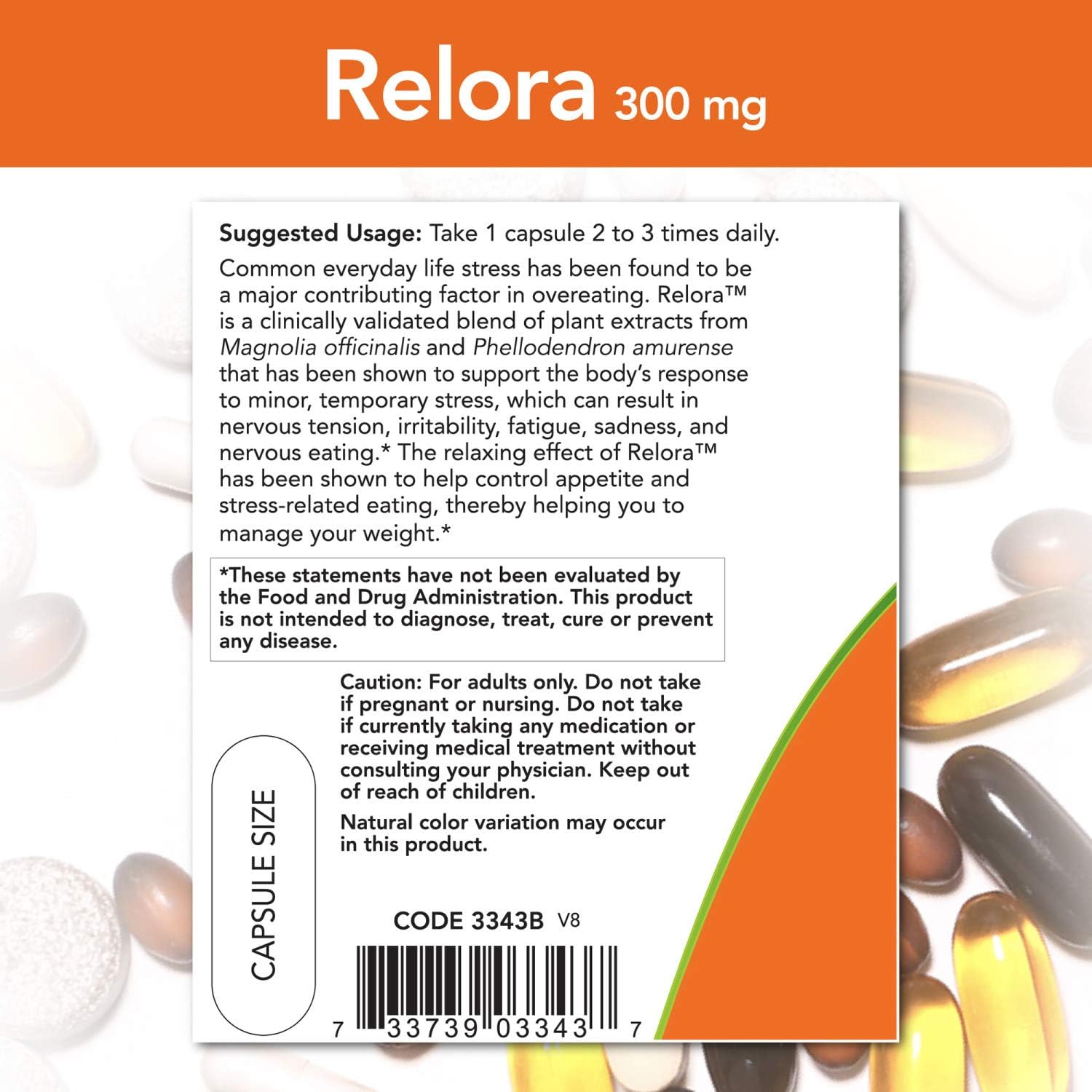 NOW Supplements, Relora 300 mg (a Blend of Plant Extracts from Magnolia officinalis and Phellodendron amurense), 120 Veg Capsules: Health & Personal Care