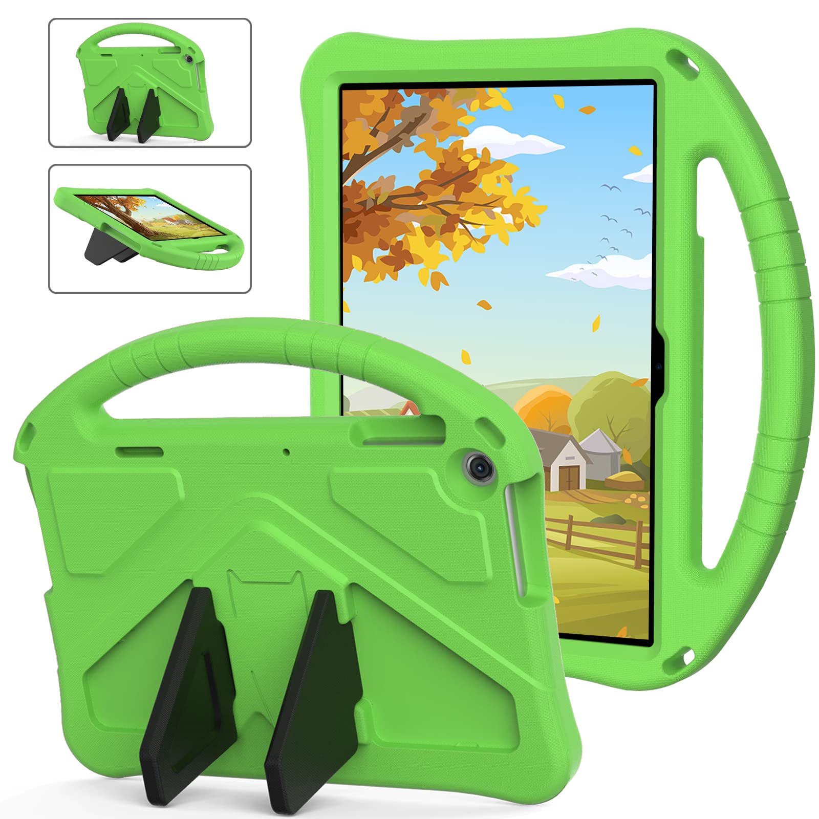 Tading Kids Case for Lenovo Tab M10 3rd Gen TB328FU, Children Friendly EVA Foam Protective Stand Handle Cover Case for Lenovo Tab M10 3rd Generation TB328XU 2022 10.1" Tablet - Green