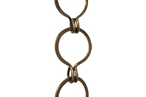 RCH Hardware CH-04R-AB Decorative Solid Brass Chain For Hanging, Lighting - Sleek Round Unwelded Links