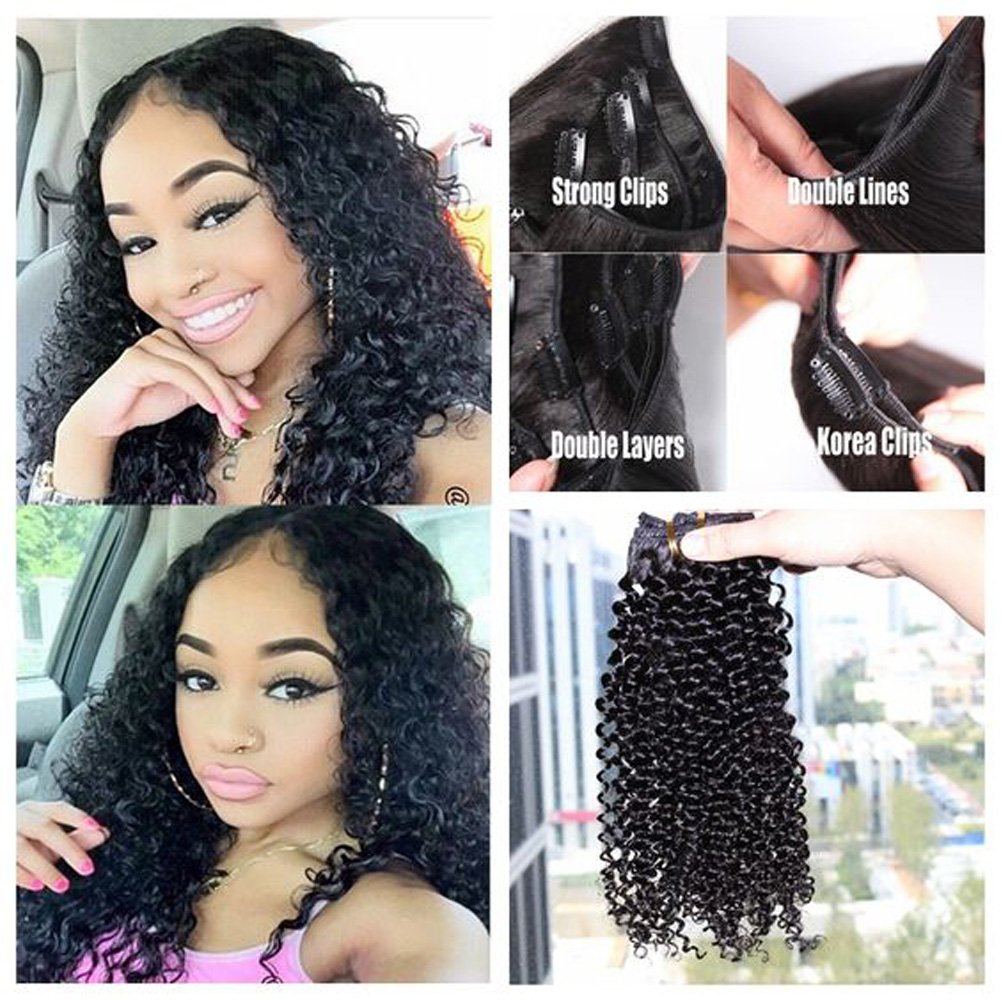 Amazon Com Clip In Human Hair Extensions Full Head Set 7pieces