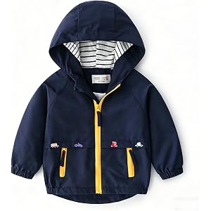 Mobarta Toddler Boys Windbreaker Outerwear Baby Lightweight Hooded Zip Jackets Casual Coat