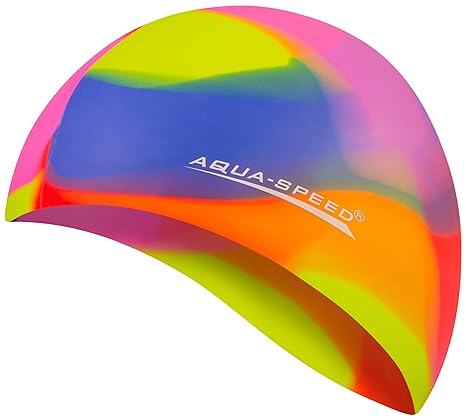 Aqua Speed® Bunte Badekappe | Silikon | Bademütze | Badehaube | Schwimmhaube | Schwimmkappe | Erwachsene | Kinder | Kleines M