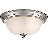 Tawson Joel Modern 2-Light Flush Mount Ceiling Light Fixture with Etched Glass Shade for Hallway, Entryway, Passway, Dining R