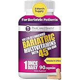 ProCare Health Bariatric Multivitamin 45mg Iron – Once Daily Capsule for Gastric Bypass, Sleeve & Post-Op Support – 90 Easy-to-Swallow Capsules, 3-Month Supply, No Artificial Colors, Gluten-Free