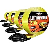 4 Pcs Twisted Eye Lifting Sling with UV Resistance, Lucky Straps 6' x 2" Lifting Straps for Hoist, 15000 Lbs Heavy Duty Twist Eye Polyester Webbing Sling for Furniture, Beds, Machinery, Outdoor, etc