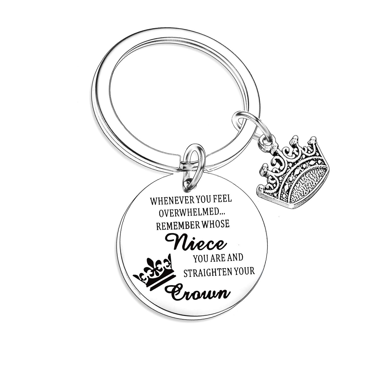 Nfyxcaz Inspirational Keychain For Niece Whenever You Feel Overwhelmed Remember Whose Niece You Are And Straighten Your Crown Keyring Inspirational Gift For Christmas Birthday Gift