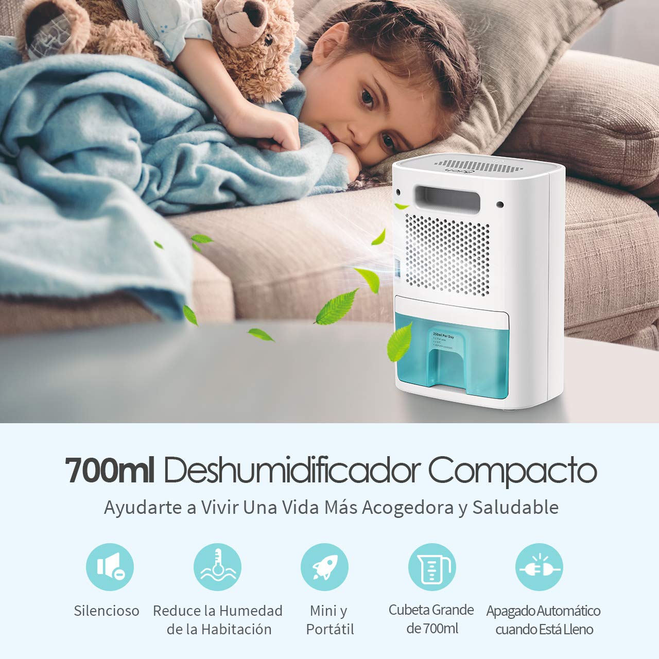 la Caravana y la Bodega IKICH Deshumidificador Compacto Portátil 700ML