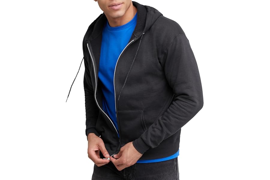 Hanes Men's Zip-up Hoodie, Ecosmart Fleece Full-zip Hoodie for Men, Hooded Sweatshirt