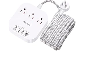 Power Strip - 10ft Long Extension Cord with USB C Ports, 3 Outlets 4 USB Desktop Charging Station, Flat Plug Power Strip Non 