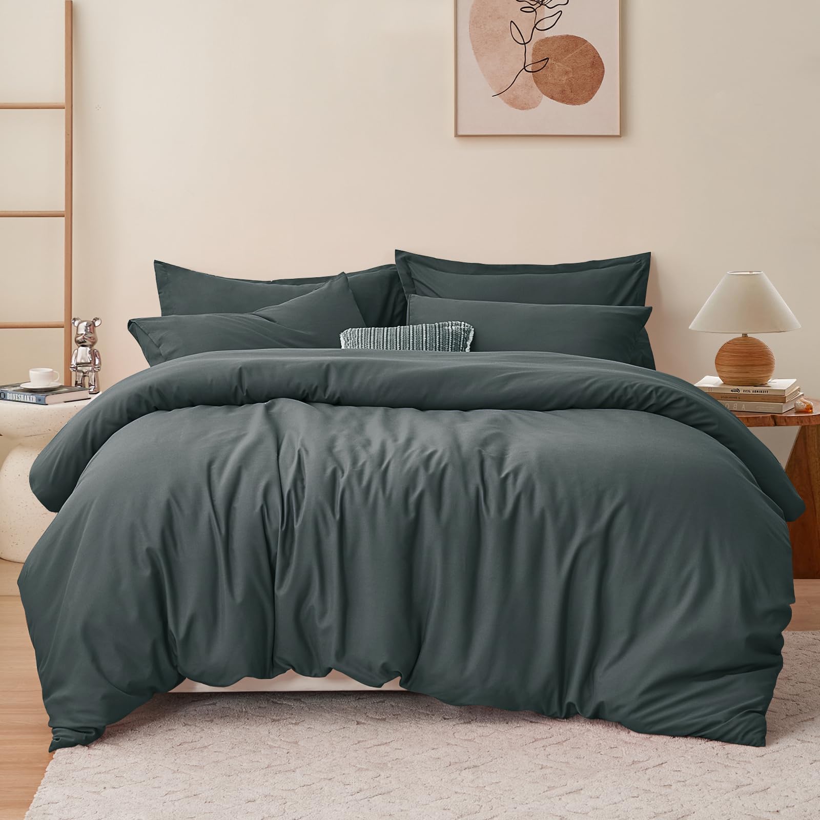 RUIKASI Dark Grey Double Duvet Set Bedding Set - Grey Duvet Cover Double Bed Set with Zip, Soft Brushed Microfibre Duvet Cover Set Quilt Cover with 2 Pillowcases โ image 1