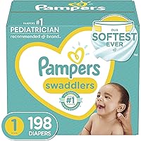 Diapers Size 1 (8-14 lbs) Newborn, 198 Count - Pampers Swaddlers Disposable Baby Diapers, ONE MONTH SUPPLY (Packaging…