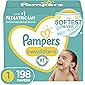 Diapers Size 1 (8-14 lbs) Newborn, 198 Count - Pampers Swaddlers Disposable Baby Diapers, ONE MONTH SUPPLY (Packaging…