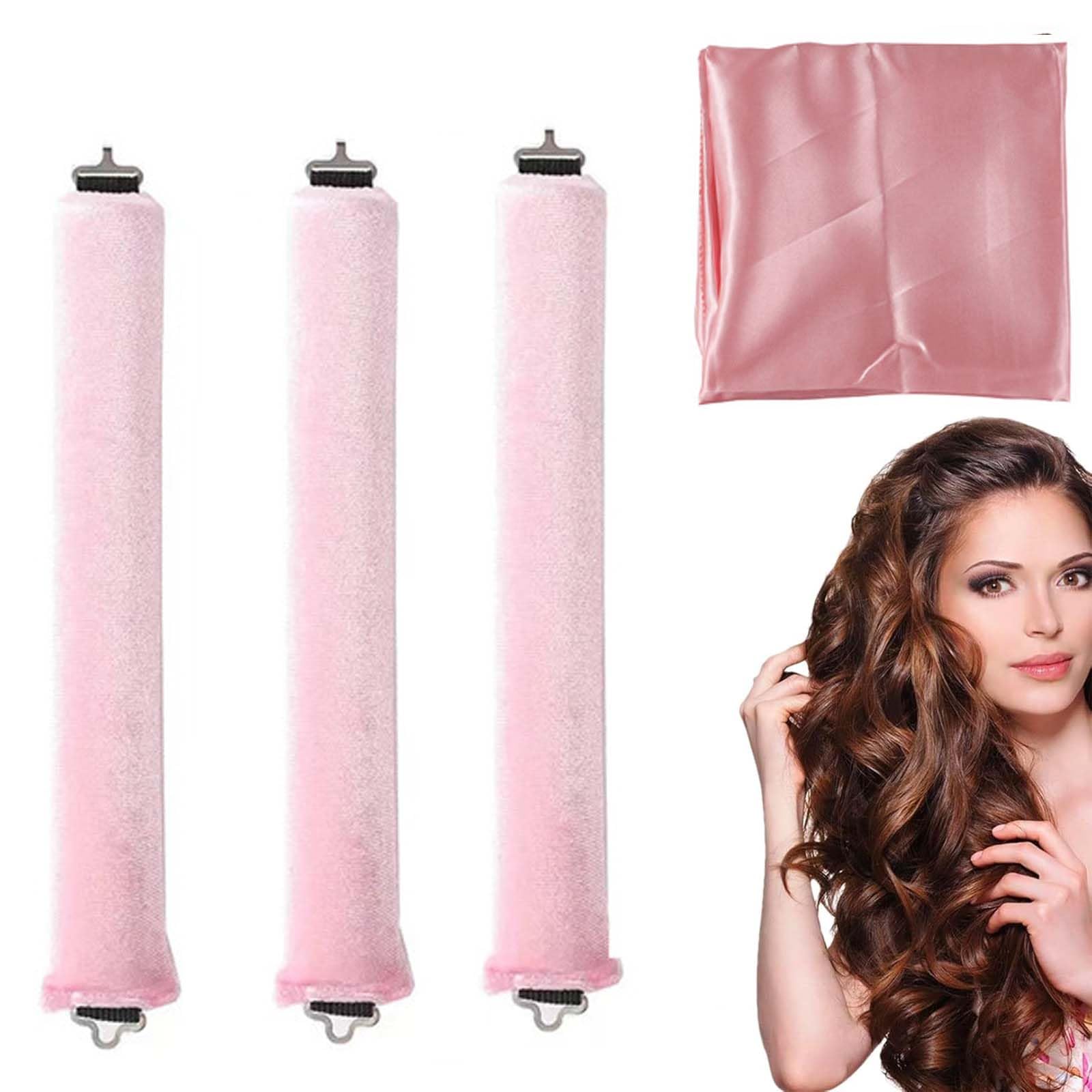 EnixwH Pack of 3 Curlers Curls Without Heat, Hair Curler No Heat, Curlers Heatless Curls, Curlers Overnight with Hooks, Wave Formers for Medium Long Hair (Pink)