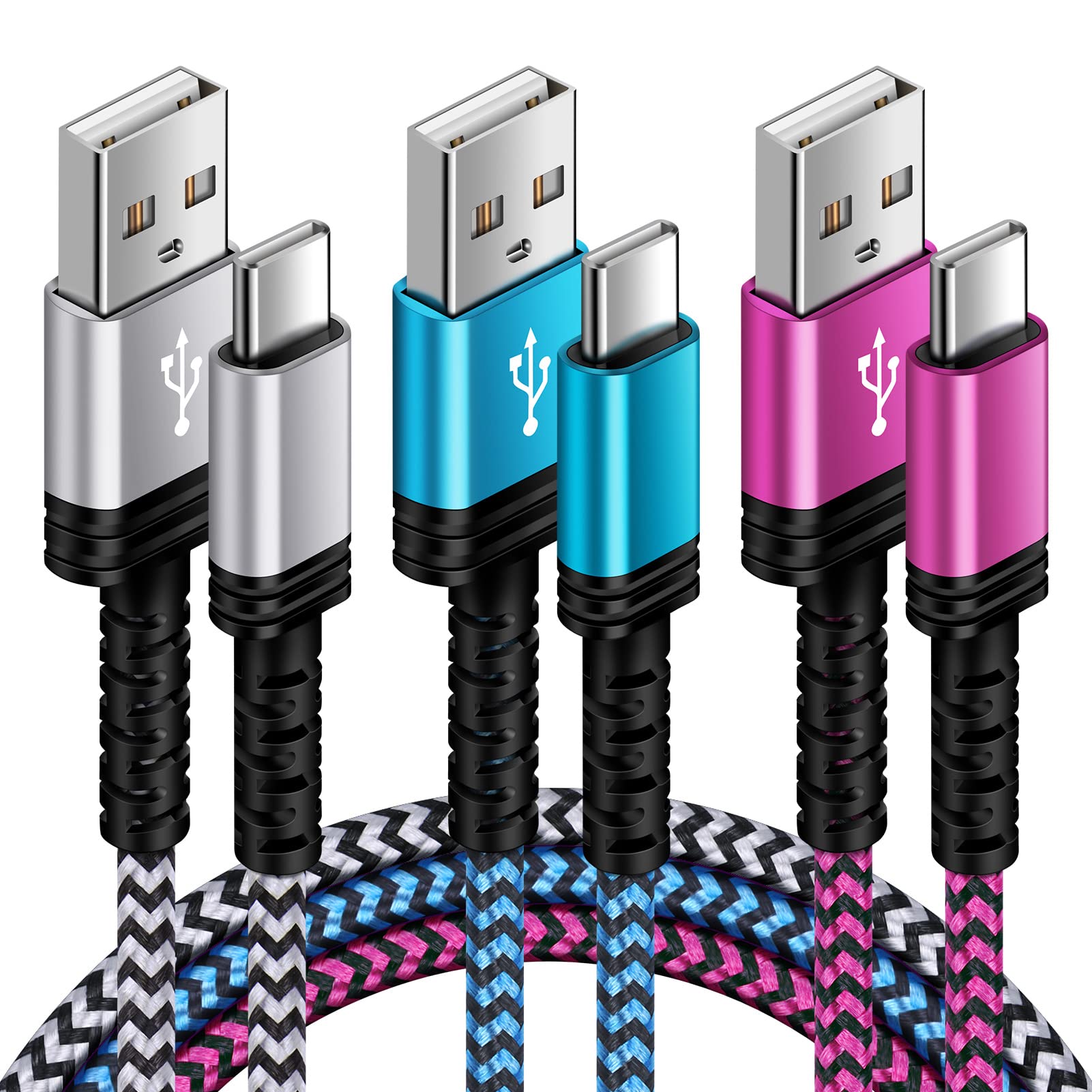 Samsung S23 Ultra USB Type C Cable Fast Charging,[3-Pack,10ft] Long USB C to USB A Android Phone Cable C Charger Cord Fast Charging for Galaxy S26/S26 Ultra/S26+/S24/S25 Ultra/S23/S22,Google Pixel 9/8