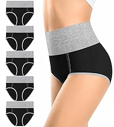 MISSWHO Black Cotton High Waisted Womens Underwear
